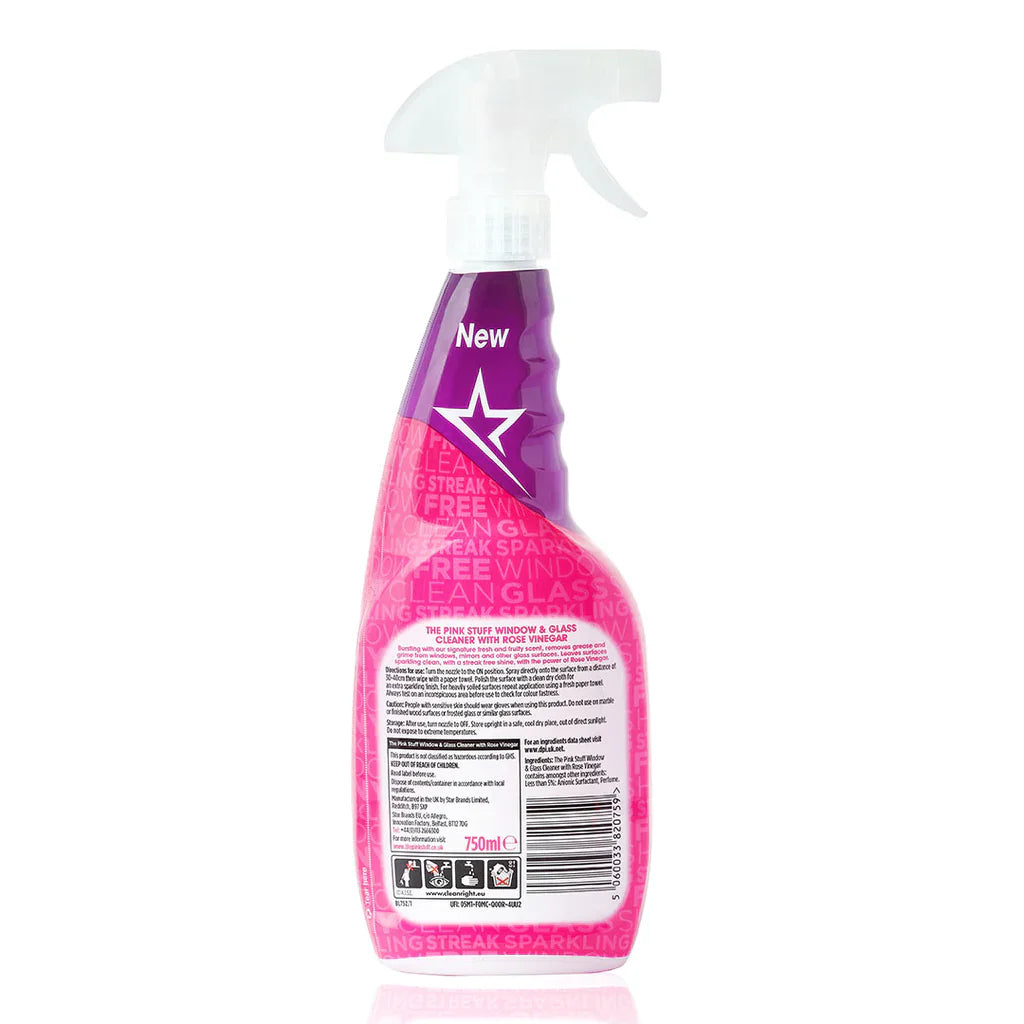 The Pink Stuff Window and Glass Cleaner Spray with Rose Vinegar (750 ml)